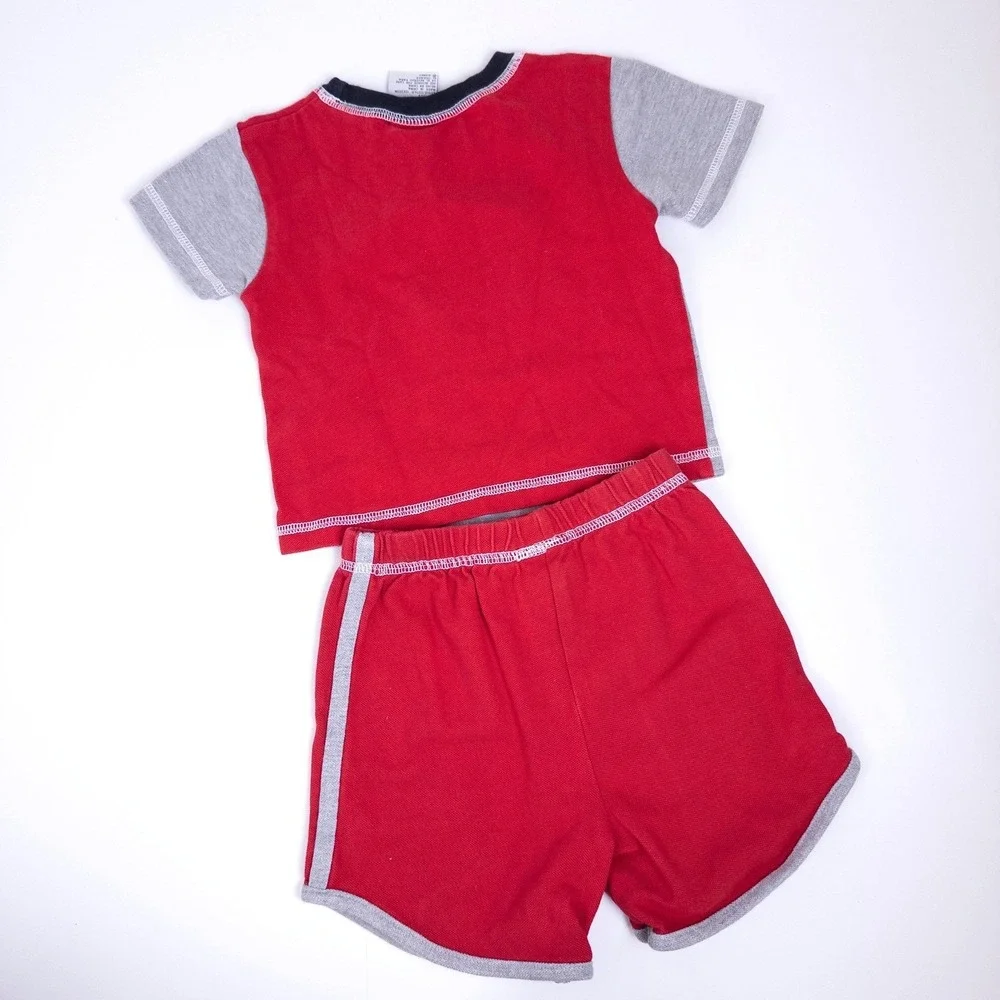 Disney Mickey Mouse Set Kids 18 Months Red Grey‎ Shorts Shirt Outfit